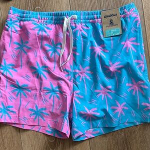 NWT *** Chubbies Boys XL or adult Small Tropical Pink and Blue Swim Trunks